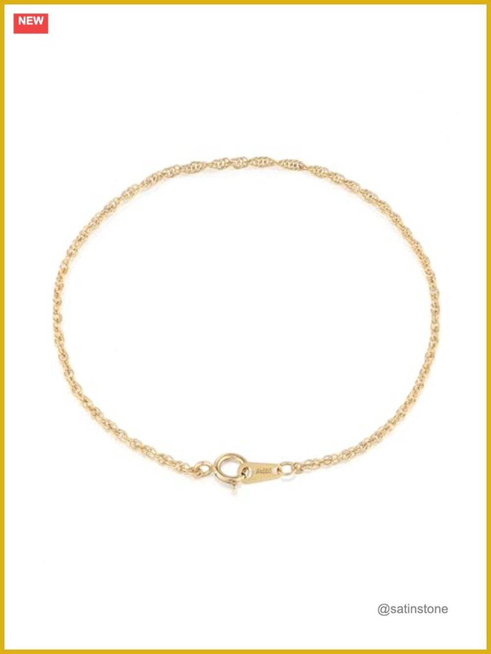 14K Gold Rope Link Bracelet, 1.8mm Singapore Chain, 6-7 in
